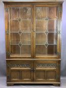 OLD CHARM TWO DOOR DISPLAY CABINET - with leaded glazed panels and a two door base cupboard,