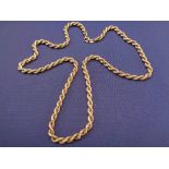 9CT GOLD DOUBLE TWIST NECKLACE, 62cms L, 20.2grms