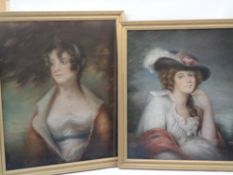 ENGLISH SCHOOL pastel study portraits (2) - classically styled young women, half length, in period