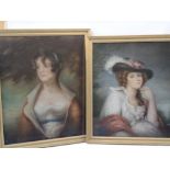 ENGLISH SCHOOL pastel study portraits (2) - classically styled young women, half length, in period