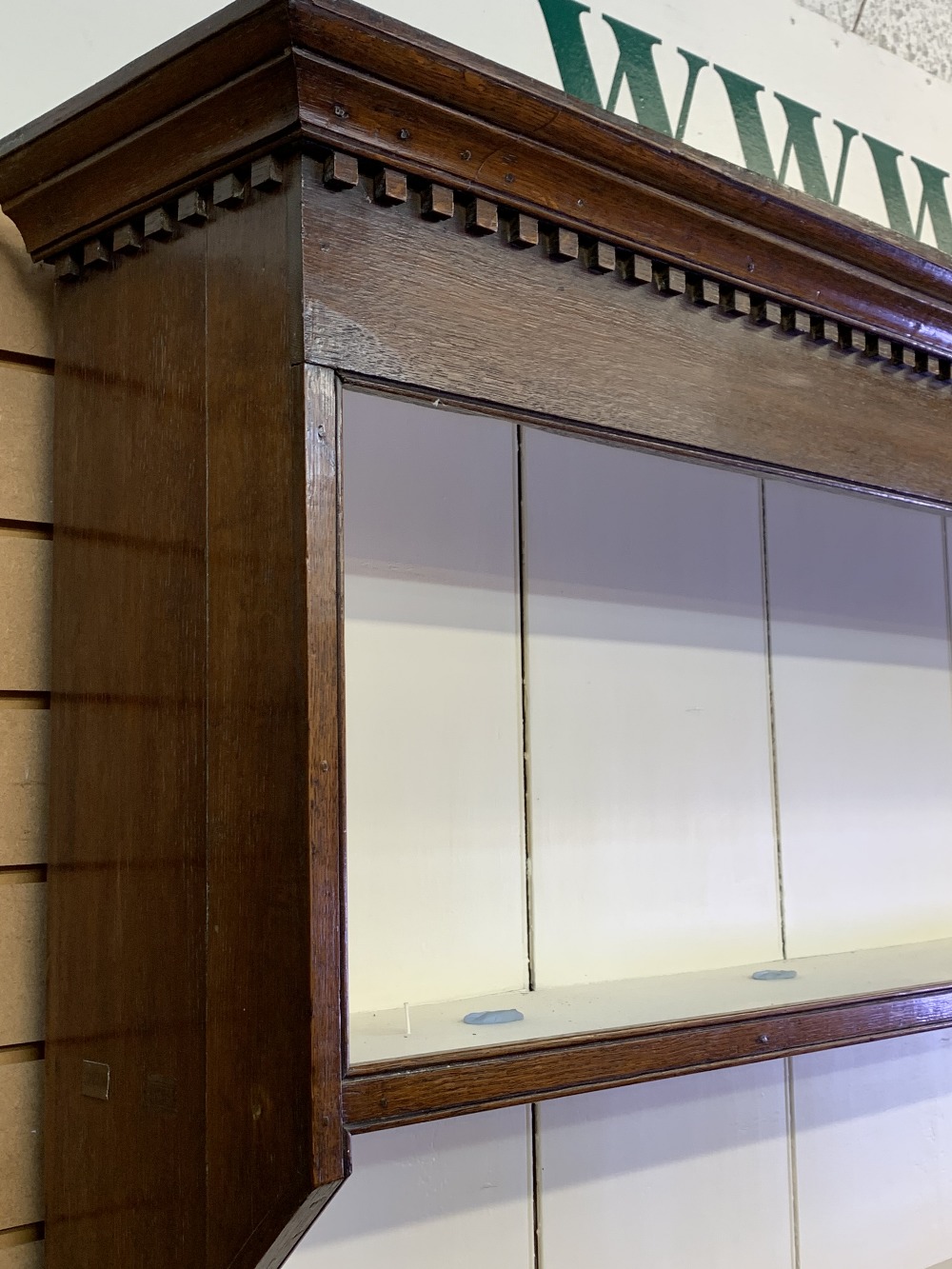 NORTH WALES OAK BREAKFRONT DRESSER - 19th century, painted interior deep shelf rack, the base with a - Image 4 of 10