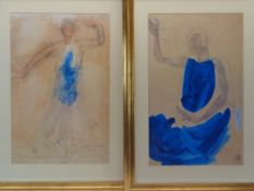 AFTER AUGUSTE RODIN 1840 - 1917 - abstract prints 'Cambodian Dancer', a pair, 66 x 43cms