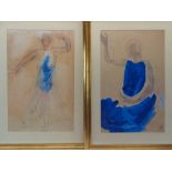 AFTER AUGUSTE RODIN 1840 - 1917 - abstract prints 'Cambodian Dancer', a pair, 66 x 43cms