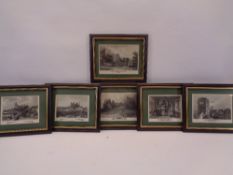 ENGRAVINGS - set of six neatly presented depicting English Castles and other scenes, 24.5 x 29cms