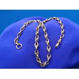 9CT GOLD HEAVY LINK ALBERT TYPE NECKLACE - clip clasp, the links individually stamped '375', the