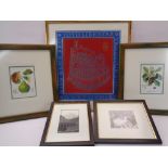 FIVE FRAMED PICTURES & PRINTS including one depicting The Old Town of Dubrovnik, signed and dated