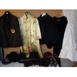 VINTAGE LADY'S & GENT'S CLOTHING - to include a green and red striped blazer, embroidered silk