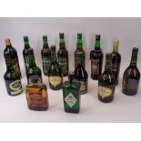 BOTTLED ALCOHOL & DRINKS - 15 various bottles including Croft Particular Sherry, Hampstead London