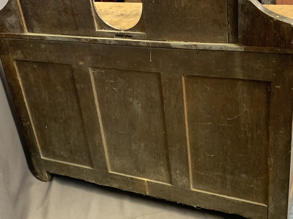 ANTIQUE OAK RAILBACK SIDEBOARD CONVERSION (EX COFFER) - with a shaped railback and central - Image 5 of 5