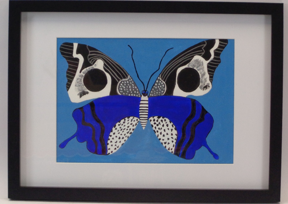 SHAN ECCLES (Emerging Deganwy Artist) - Colourful study of a Butterfly, 20 x 29cms