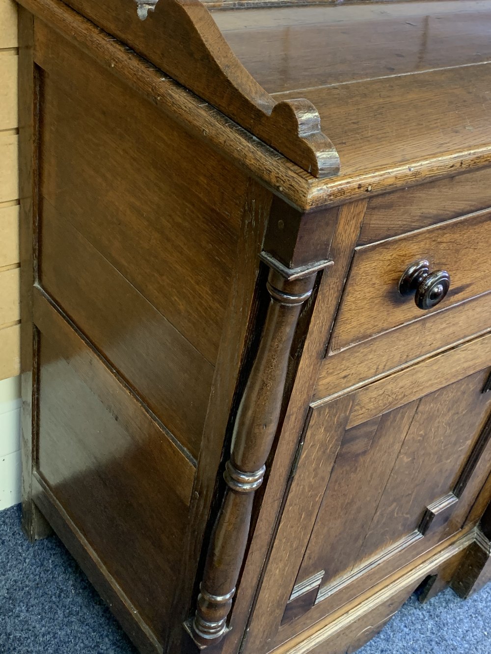 NORTH WALES OAK BREAKFRONT DRESSER - 19th century, painted interior deep shelf rack, the base with a - Image 6 of 10