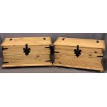 MODERN PINE IRON BANDED BLANKET CHESTS, A PAIR - 46cms H, 92cms max W, 51cms max D