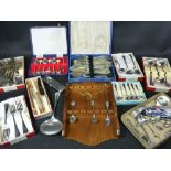 BOXED EPNS CUTLERY - a mixed selection with a quantity of collector's spoons ETC