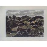 SIR KYFFIN WILLIAMS RA colour print (78/150) - landscape of Nantmor, 43 x 60cms (mounted but