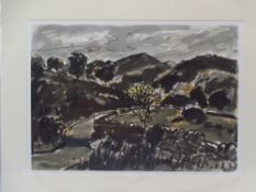 SIR KYFFIN WILLIAMS RA colour print (78/150) - landscape of Nantmor, 43 x 60cms (mounted but