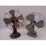 VINTAGE DESK FANS (2) - one black marked 'Revo', the other in a hammarite type blue marked '