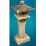 GARDEN STONEWARE - reconstituted ornamental pagoda on pedestal, six section, 112cms H, 41cms sq top