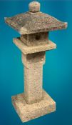 GARDEN STONEWARE - reconstituted ornamental pagoda on pedestal, six section, 112cms H, 41cms sq top