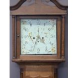CIRCA 1840 OAK LONGCASE CLOCK - 13inch painted square dial set with Arabic numerals and subsidiary