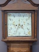 CIRCA 1840 OAK LONGCASE CLOCK - 13inch painted square dial set with Arabic numerals and subsidiary