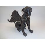 REPRODUCTION BRONZE WINGED SPHINX - 35cms H, 28cms W, 47cms L