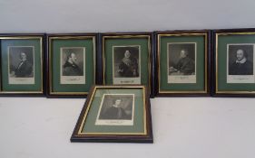 ENGRAVINGS - set of six neatly presented historical figures, 17 x 11cms