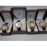 BRADFORD EXCHANGE GENT'S COMMEMORATIVE WRISTWATCHES (4) to include the King's Shilling, 100 years of