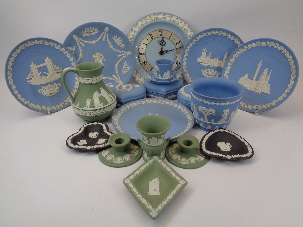 WEDGWOOD & OTHER JASPERWARE COLLECTION - approximately 18 pieces in blue, green and black