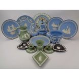 WEDGWOOD & OTHER JASPERWARE COLLECTION - approximately 18 pieces in blue, green and black
