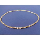 9CT GOLD DOUBLE LINK NECKLACE - with clip clasp, 41cms L, 10.4grms