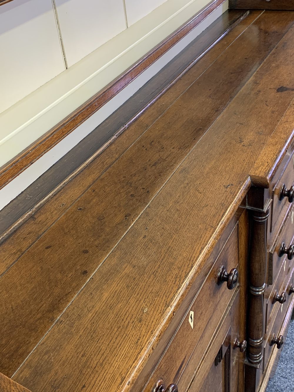 NORTH WALES OAK BREAKFRONT DRESSER - 19th century, painted interior deep shelf rack, the base with a - Image 3 of 10