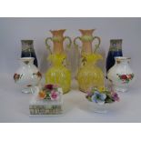 VINTAGE & LATER VASES, FOUR PAIRS and two porcelain cabinet posies including a Royal Doulton