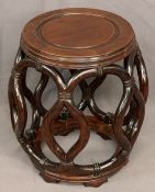 CHINESE BARREL SHAPED OCCASIONAL TABLE, 46 x 32cms diameter