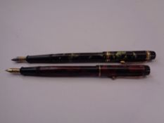 VINTAGE ONOTO 'THE PEN' No.6235 FOUNTAIN PEN - (1930s -1940s) Green Marble De La Rue with gold