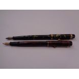 VINTAGE ONOTO 'THE PEN' No.6235 FOUNTAIN PEN - (1930s -1940s) Green Marble De La Rue with gold