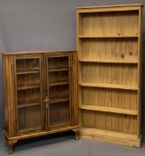 VINTAGE GLASS FRONTED BOOKCASE & ONE OTHER, both having adjustable shelves, 117cms H, 92cms W, 28.