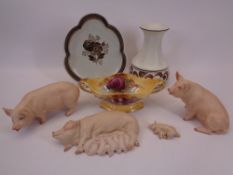 POTTERY & PORCELAIN COLLECTABLES - a mixed quantity to include Aynsley pig ornaments, Radford