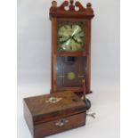 REPRODUCTION MAHOGANY CASED WALL CLOCK - Victorian walnut workbox ETC