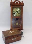 REPRODUCTION MAHOGANY CASED WALL CLOCK - Victorian walnut workbox ETC