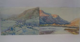 MURRAY MCNEEL CAIRD URQUHART (1880 - 1972) two unframed watercolours - Gwynedd mountains and