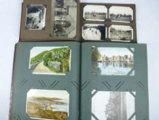 VINTAGE POSTCARD & PHOTOGRAPH ALBUMS WITH CONTENTS - approximately 200 postcards depicting local and