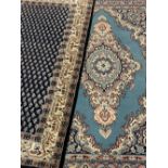 INDIAN 100% WOOL & OTHER BLUE GROUND CARPETS (2) - the Indian example with central repeating block