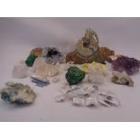 POLISHED FOSSILS, QUARTZ CRYSTAL, MALACHITE and other mineral type collectables, a good selection