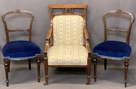 CIRCA 1900 SALON CHAIRS (3) including a quality mahogany example with carved detail to the crest and