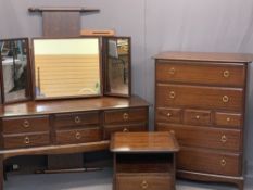 STAG MINSTREL BEDROOM FURNITURE, 4 ITEMS - a multi-drawer chest, 112cms H, 81cms W, 47cms D,