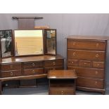 STAG MINSTREL BEDROOM FURNITURE, 4 ITEMS - a multi-drawer chest, 112cms H, 81cms W, 47cms D,