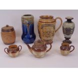 ROYAL DOULTON & DOULTON LAMBETH STONEWARE - 7 pieces including a General Gordon jug, Governor