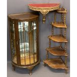 VINTAGE FURNITURE PARCEL, 3 ITEMS - a neat Demi-lune mirrored back China display cabinet, 117cms