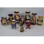 VINTAGE TOBY JUG COLLECTION - 10 items by Royal Doulton, Wood & Sons, Artone and others