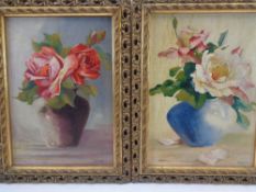 J REEVES oils on board (2) - Still Life, signed and dated 1928, 14 x 24cms